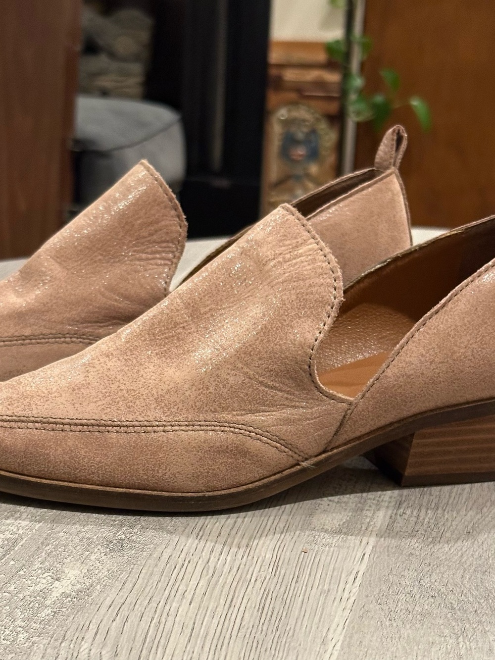 Lucky Brand Suede Western Loafers Size 7.5 Pointed Toe Block Heel